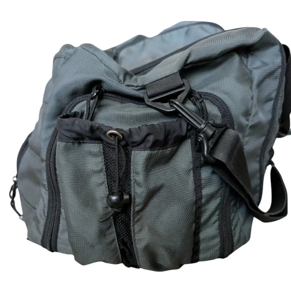 Vtg 90s Eddie Bauer Outdoor Outfitter Duffle Bag Travel Gym Shoulder Gray Black
